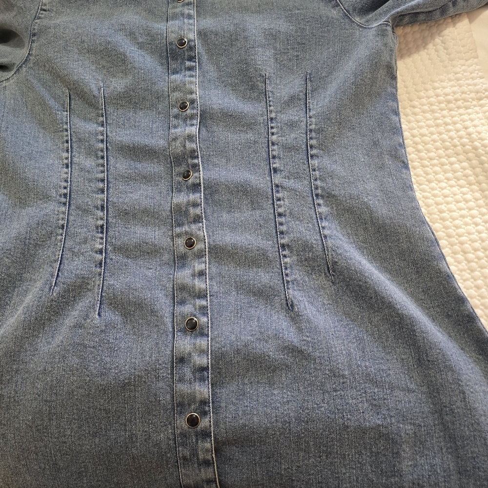 Ichi Long Sleeve Shirt Dress in Denim Blue - Picture 10 of 14